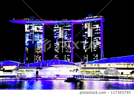 從對岸看新加坡濱海灣金沙夜景 從對岸看新加坡濱海灣金沙夜景 117363795