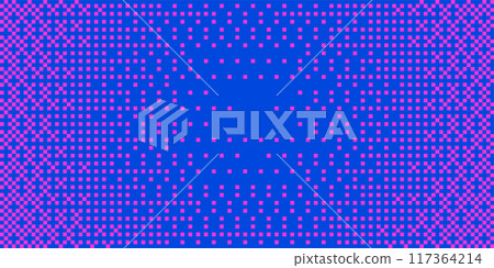 Dither Pattern Bitmap Faded Texture Halftone Gradient Abstract Background. Glitch Screen With Flicker Pixels Effect Panoramic Backdrop. 8 Bit Pixel Art Retro Video Game Screen. 80s vector illustration 117364214