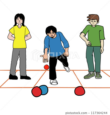 人們享受室內硬地滾球運動 人們享受室內硬地滾球運動 117364244