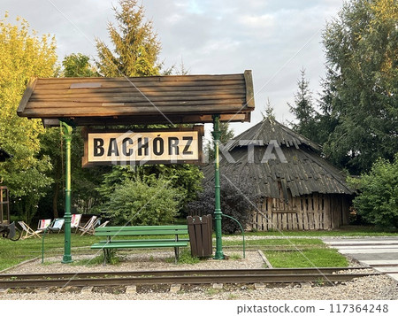Old railway station in the village of Bachorz, Podcapackie, Poland 117364248