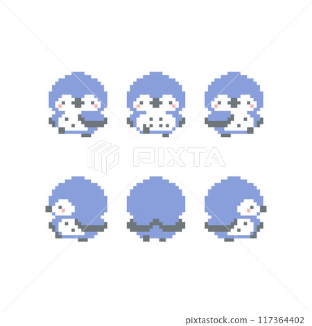 行走的藍色貓頭鷹的像素藝術 117364402