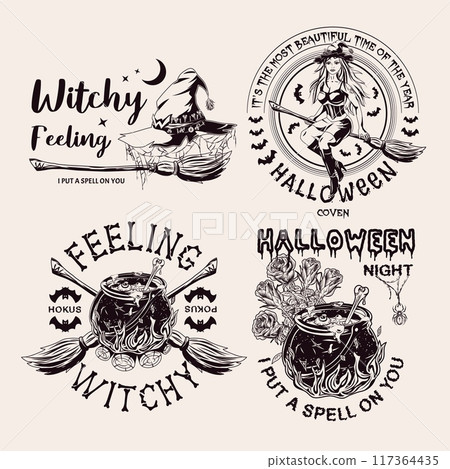 Set of colorful labels with halloween symbols Set of colorful labels with halloween symbols 117364435