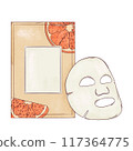 Sheet Face Mask with Oranges Hand drawn Illustration 117364775