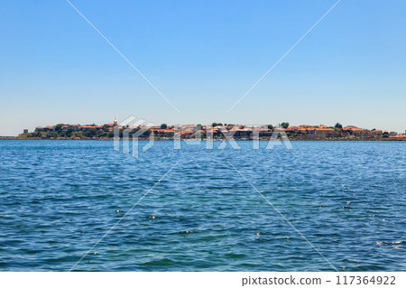 View of the old town of Nessebar and the Black sea, Bulgaria 117364922