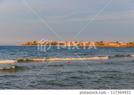 View of the old town of Nessebar and the Black sea, Bulgaria 117364952