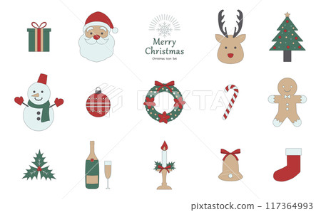 Christmas icon set with main lines 117364993