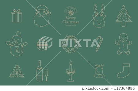 Christmas icon set_Main line only_Gold 117364996