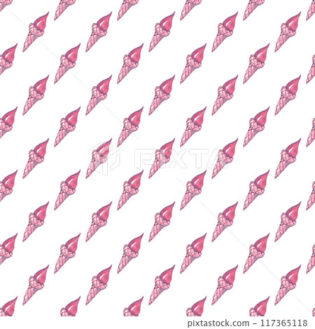 Fruit cone in waffle cup Ice cream with fruit glaze. Seamless pattern for your design 117365118