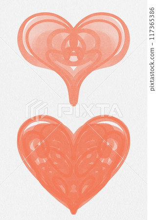 Watercolor heart cute romantic pink pastel high quality texture background, design element, frame, wallpaper, minimalistic shape, paper, water, ink, wash 117365386