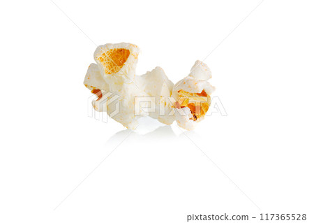 popcorn macro on a white background popcorn macro on a white background 117365528