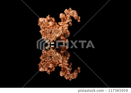 Macro mineral stone Copper on black background 117365959