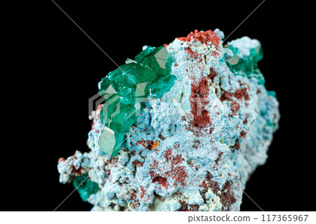macro mineral stone Dioptase on a black background macro mineral stone Dioptase on a black background 117365967