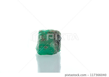 macro mineral stone emerald on a white background 117366040