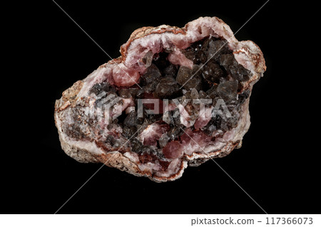 Macro mineral stone Pink Amethyst on a black background Macro mineral stone Pink Amethyst on a black background 117366073