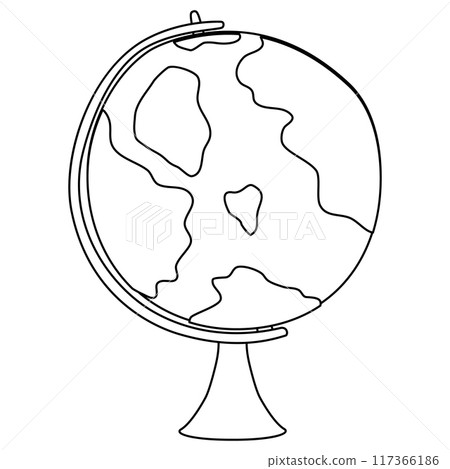 Globe on stand, doodle style flat vector outline for coloring book Globe on stand, doodle style flat vector outline for coloring book 117366186