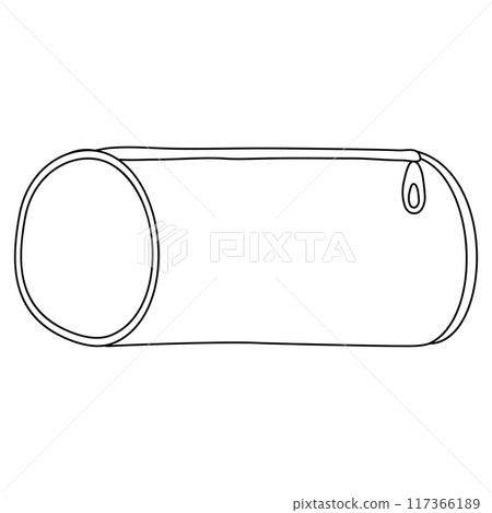 Cylinder pencil case, doodle style flat vector outline for coloring book Cylinder pencil case, doodle style flat vector outline for coloring book 117366189