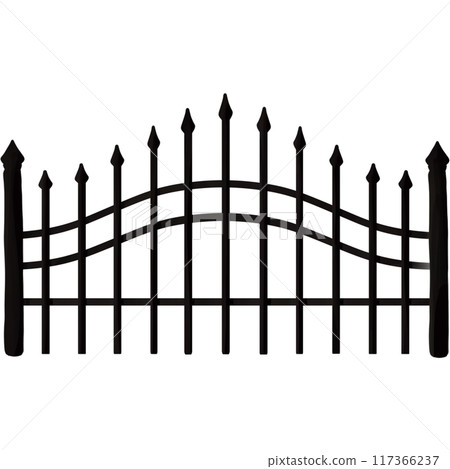 Black iron gate Halloween illustration 117366237