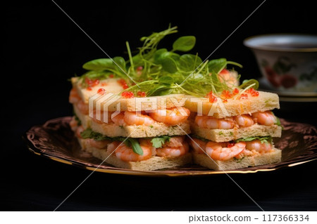 Delicious sandwiches with shrimps. 117366334