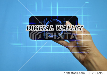 Digital Wallet concept that controls usage with blockchain and smart contacts Digital Wallet concept that controls usage with blockchain and smart contacts 117366959