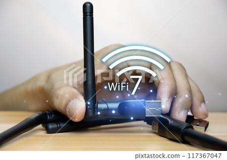 concept technology wifi 7 connect to the internet world with new technology 117367047