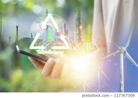 Sustainable development and business operations based on renewable energy CO2 Emission Reduction Concepts Green industries using renewable energy can limit global warming changes. Sustainable development and business operations based on renewable energy CO2 Emission Reduction Concepts Green industries using renewable energy can limit global warming changes. 117367306