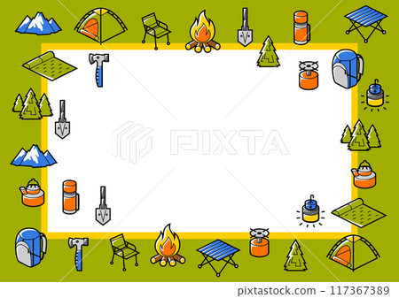 Travel camping background. Tourist equipment for survival in outdoor. Travel camping background. Tourist equipment for survival in outdoor. 117367389