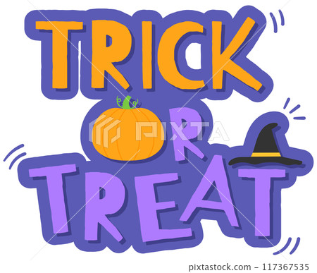 Kid hand drawn cute and colorful happy halloween elements typography 117367535
