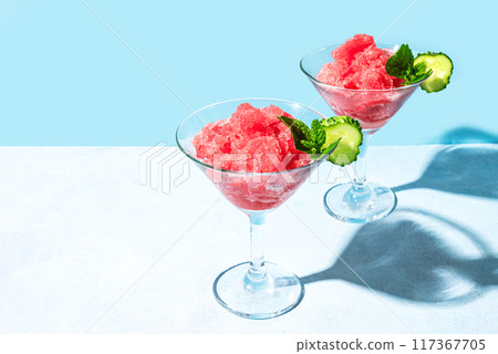 Watermelon slushie drink or berry granita dessert 117367705