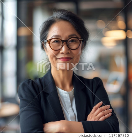 Portrait of a Chinese woman businesswoman 50-60 years old against the background of the office 117367810