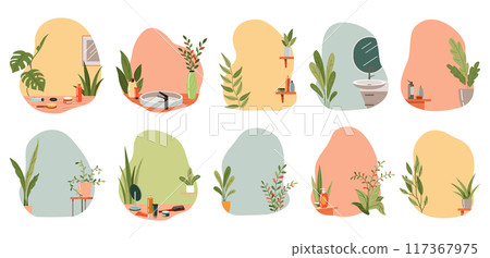 Backgrounds with irregular color stain and interior elements 117367975