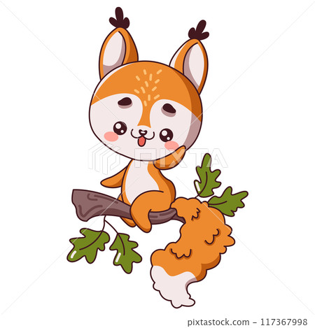 Squirrel resting on tree branch fat color vector image Squirrel resting on tree branch fat color vector image 117367998