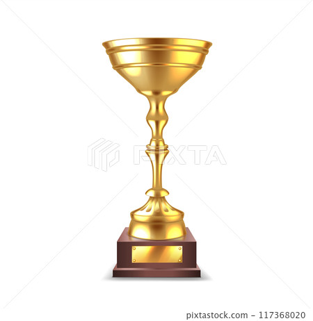 Golden winner cup with ribs realistic vector illustration 117368020