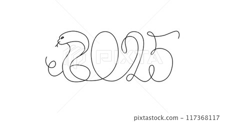 Decoration continuous line hand drawing sign for 2025 year calendar, presentation, poster. Vector stock illustration minimalism design isolated on white background. Editable stroke single line. EPS10 Decoration continuous line hand drawing sign for 2025 year calendar, presentation, poster. Vector stock illustration minimalism design isolated on white background. Editable stroke single line. EPS10 117368117