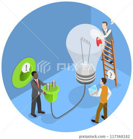 3D Isometric Flat Illustration of Business Team, Coworking, Startup Launch 3D Isometric Flat Illustration of Business Team, Coworking, Startup Launch 117368182