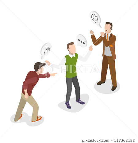 3D Isometric Flat  Illustration of Mediator Man, Conflict Management and Mediation 117368188