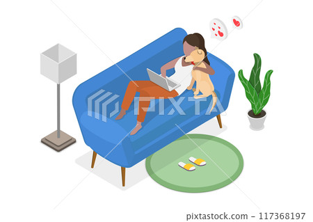 3D Isometric Flat Illustration of Spending Time With Pet , Adorable Animals and Their Owners 3D Isometric Flat Illustration of Spending Time With Pet , Adorable Animals and Their Owners 117368197