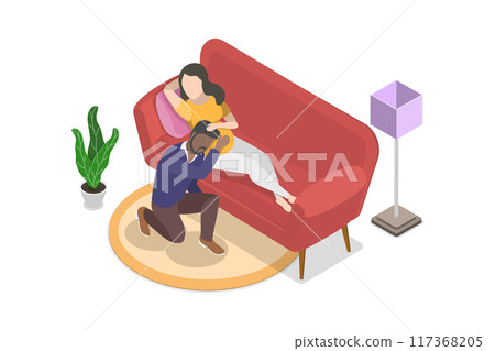 3D Isometric Flat  Illustration of Pregnancy and Maternity, Happy Couple Expecting a Baby 117368205