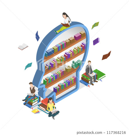 3D Isometric Flat  Illustration of Mind Training, Study and Learning 117368216