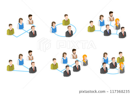 3D Isometric Flat  Illustration of Organization Chart , Structure of Company 117368235