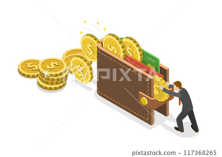 3D Isometric Flat  Illustration of Return On Investment , Profit or Financial Income Strategy 117368265