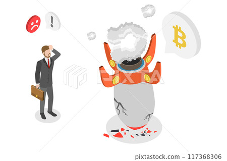 3D Isometric Flat Illustration of Bitcoin Price Collapse, Cryptocurrency Crash 3D Isometric Flat Illustration of Bitcoin Price Collapse, Cryptocurrency Crash 117368306
