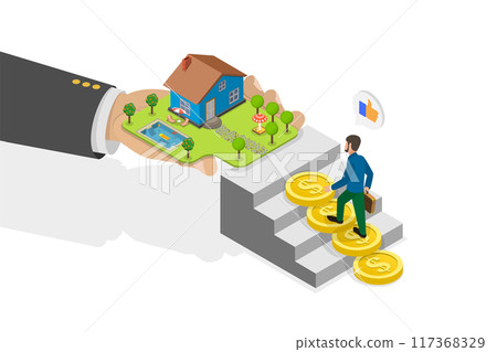 3D Isometric Flat Illustration of Investment in Real Estate, Buying a Property 3D Isometric Flat Illustration of Investment in Real Estate, Buying a Property 117368329
