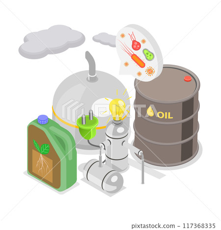 3D Isometric Flat Illustration of Anaerobic Digestion, Organic Fertilizer, Green Energy 3D Isometric Flat Illustration of Anaerobic Digestion, Organic Fertilizer, Green Energy 117368335