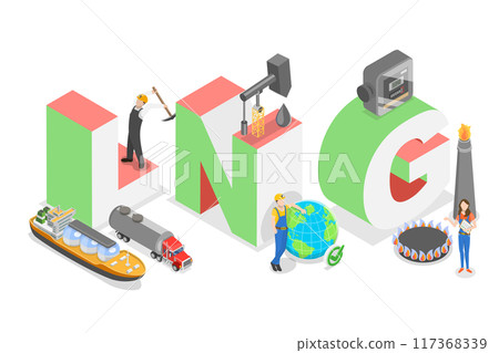 3D Isometric Flat  Illustration of LNG, Liquefied Natural Gas 117368339