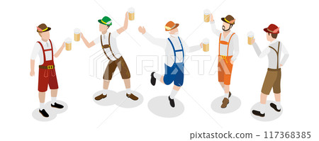3D Isometric Flat Illustration of Bavarians, Oktoberfest Party 3D Isometric Flat Illustration of Bavarians, Oktoberfest Party 117368385