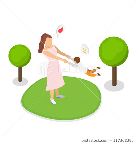 3D Isometric Flat  Illustration of Mother's Love, Motherhood 117368393