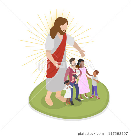 3D Isometric Flat Illustration of Jesus Shareing Love, Christianity 3D Isometric Flat Illustration of Jesus Shareing Love, Christianity 117368397