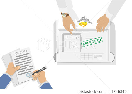 3D Isometric Flat Illustration of Apartment Renovation Contract, Buying or Renting a New House 3D Isometric Flat Illustration of Apartment Renovation Contract, Buying or Renting a New House 117368401