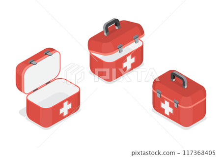 3D Isometric Flat  Illustration of Medicine Chest , Medical Equipment Box 117368405