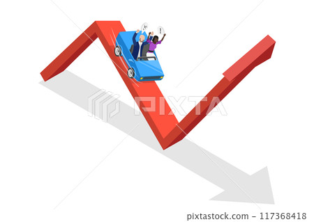 3D Isometric Flat  Illustration of Investment Volatility, Stock Market Manipulation 117368418